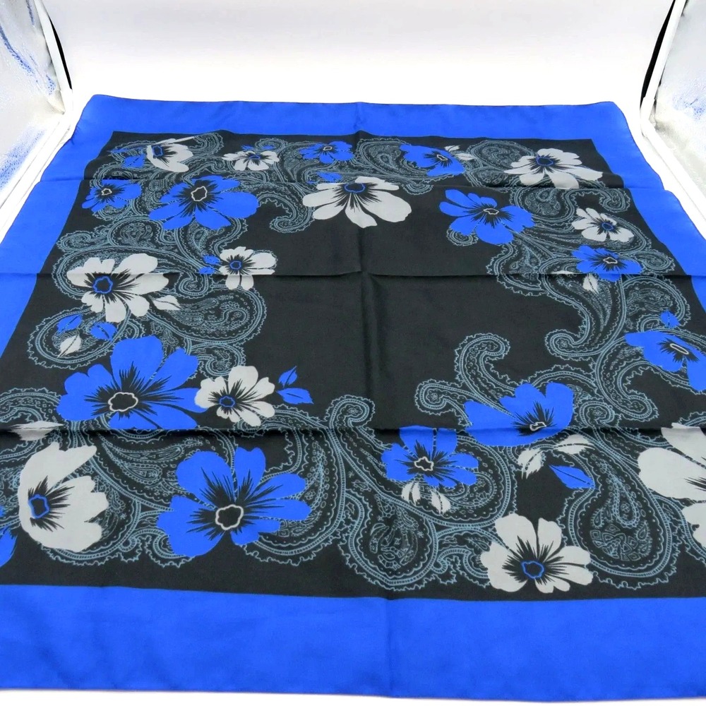 Marco Corsari Scarf Womens One Size‎ Blue Black Floral Paisley Square Wrap